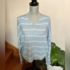 NWT American Eagle Outfitters Light Blue & White Striped V-Neck Sweater